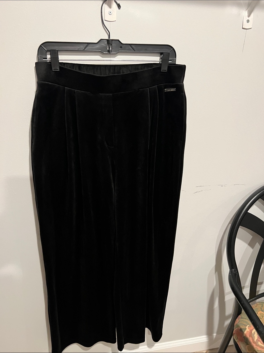 Black Velvet Wide-Leg Pants